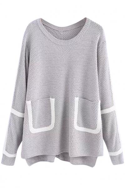 Oasap Fashion Stripe Color Block Sweater