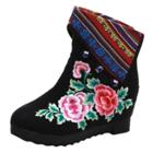 Oasap Round Toe Floral Embroidery Fold Down Boots