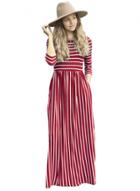 Oasap Round Neck Three Quarter Leng Sleeve Striped Dress