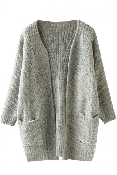 Oasap Autumn Open Front Pocket Cardigan Sweater