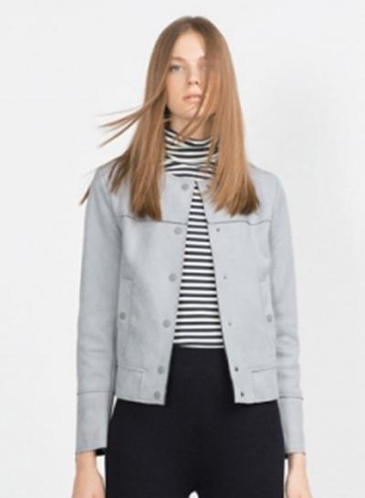 Oasap Women's Faux Suede Snap On Slim Fit Jacket