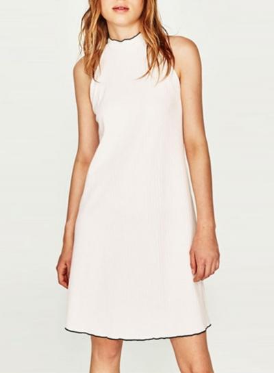 Oasap Off Shoulder Sleeveless Solid Loose Dress