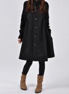 Oasap High Neck Long Sleeve Button Down Knit Splicing Cloak Design Coat