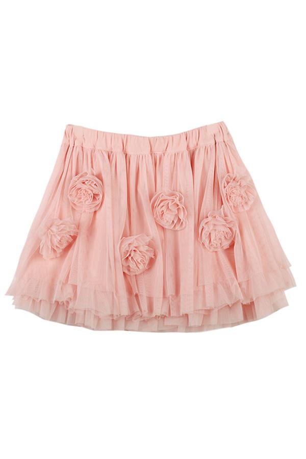Oasap Elegant 3d Flower Trimmed Multi Layer Mesh Skirt