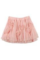 Oasap Elegant 3d Flower Trimmed Multi Layer Mesh Skirt