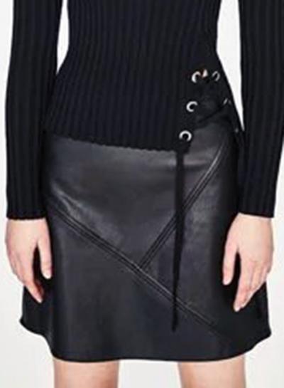 Oasap High Waist A-line Solid Pu Skirt