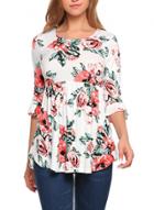 Oasap Round Neck Half Sleeve Floral Printed Top