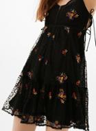 Oasap Star Embroidery Hollow Out Slip Mesh Dress