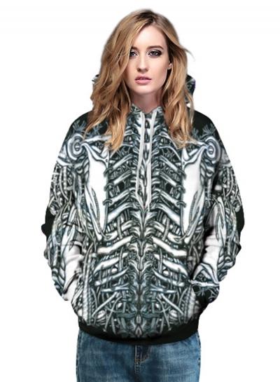 Oasap Men Fashion Skeleton 3d Digitall Hoodie