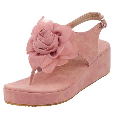 Oasap Clip Toe Flower Wedge Heels Sandals