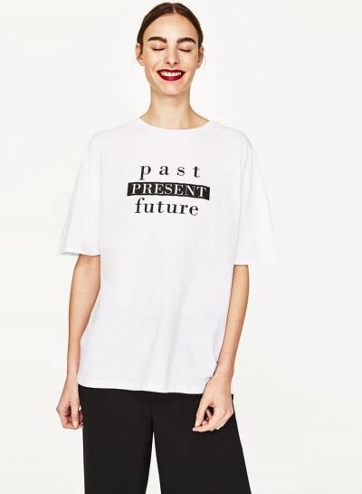 Oasap White Letter Printing Short Sleeves Tee Shirt