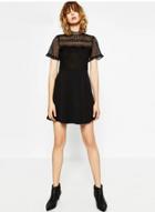 Oasap Hollow Out Flounce Sleeve Dress