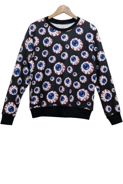 Oasap Full Eyeballs Print Sweatshirt