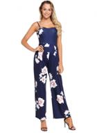 Oasap Navy Blue Floral Print Spaghetti Strap Wide Leg Women's Jumpsuit