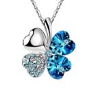 Oasap Four-leaf Clover Heart Swarovski Crystal Pendant Nacklace