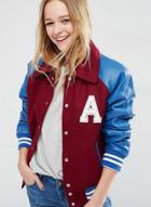 Oasap Women's Color Block Varsity Bomber Jacket
