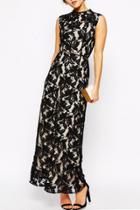 Oasap Premium Lace Midi Dress With Belt