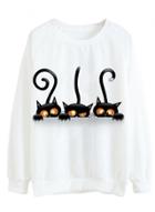 Oasap Round Neck Long Sleeve Cats Printed Sweatshirts
