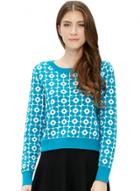 Oasap Women's Printed Long Sleeve Short Pullover Knit Sweater