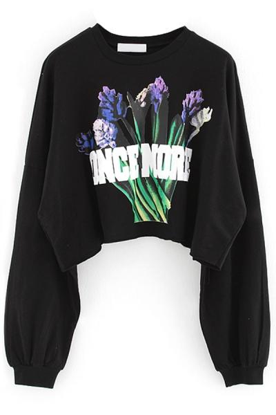 Oasap Once More Cropped Sweatshirt