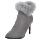 Oasap Faux Fur Pointed Toe High Heels Ankle Boots