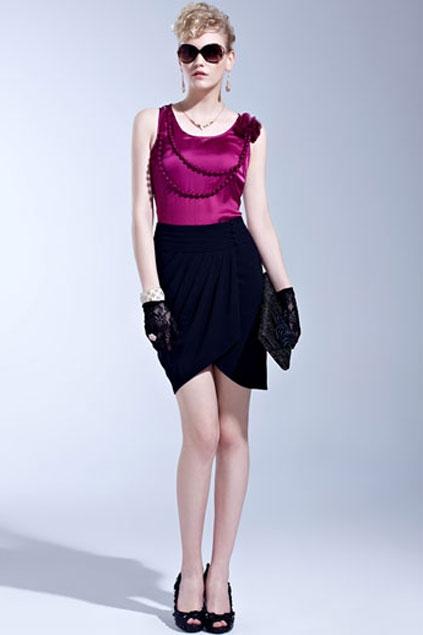 Oasap High Waist Wrapped Pleated Zipped Skirt