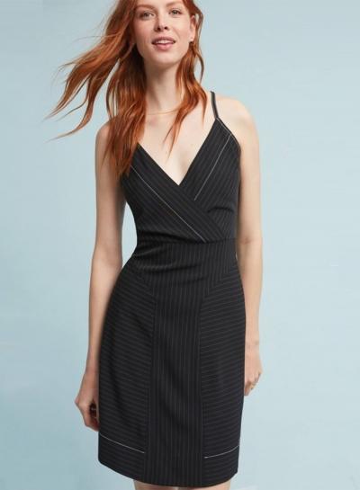 Oasap Spaghetti Strap V Neck Sleevless Striped Party Dress