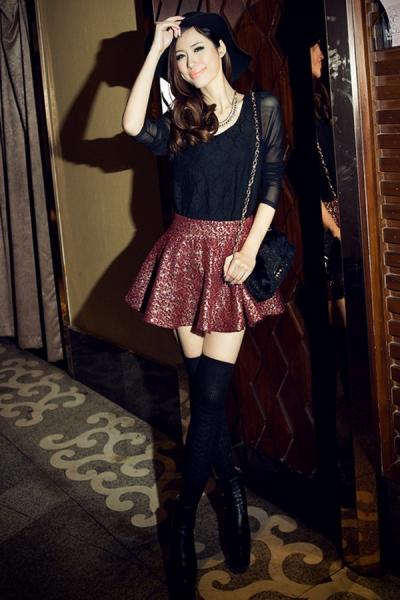 Oasap Glittering Skater Skirt