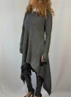 Oasap Solid Color Long Sleeve Loose Fit Irregular Hooded Sweatshirt