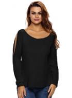 Oasap Long Sleeve Slit Arm And Side Ribbed Knit Sweater