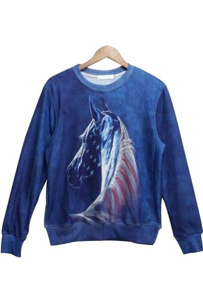 Oasap American Horse Graphic Sweatshirt