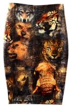 Oasap Animal Print Back Slit High Waist Body-con Skirt