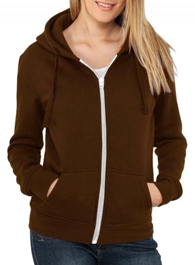 Oasap Women's Fashion Solid Color Zip Front Hoodie