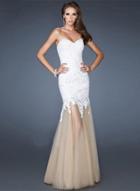 Oasap Strapless Lace Maxi Wedding Mermaid Dress