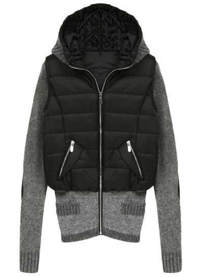 Oasap Women's Fashion Ribbed Knit Paneled Cotton-padded Coat