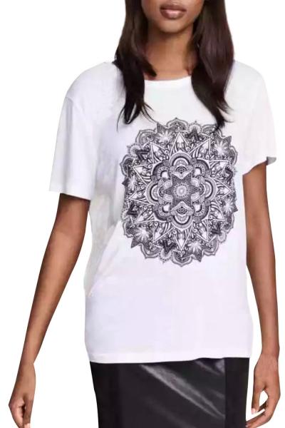 Oasap Women's Fashion Printing Short Sleeve High Low Tee