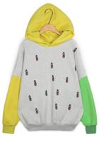 Oasap Color Block Embroidered Fleece Hoodie
