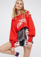 Oasap Fashion Loose Fit Hollow Out Cropped Sweatshirt