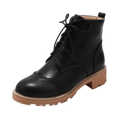 Oasap Hollow Out Round Toe Block Heels Boots