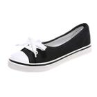 Oasap Preppy Style Round Toe Slip-on Flat Canvas Shoes