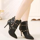 Oasap Pointed Toe Stiletto Heels Rivet Ankle Boots