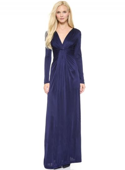 Oasap Women's Plunge Neck Ruched Long Sleeve Dress