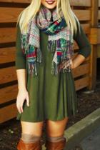 Oasap Army Green Lace-up Back Trapeze Dress