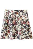 Oasap Sweet Floral A-line Beige Medi Skirt