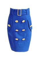 Oasap Daisy Buttons Embellished High Waisted Skirt