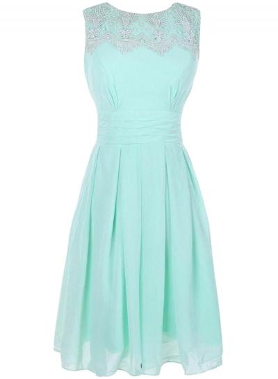 Oasap Women's Summer Lace Trim Sleeveless Pleated A-line Dress
