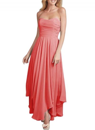 Oasap Women's Fashion Strapless Asymmetric Hem Dress