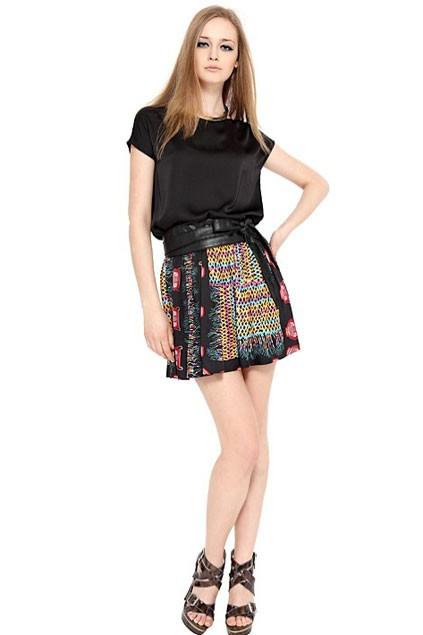 Oasap Elastic Waist Printing Mini Skirt