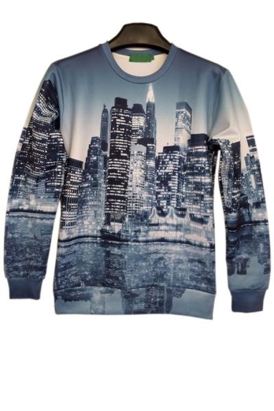 Oasap Nightly Building Print Sweatshirt