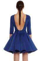 Oasap Classic Solid Color Backless Pleated A-line Dress